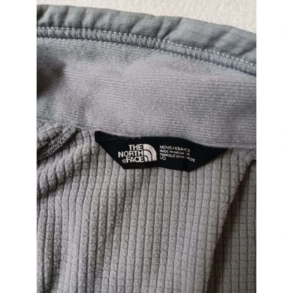 The North Face Mens Grey Quarter Zip Grid Fleece Pullover Sage Logo LG